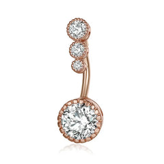 Steel Crystal Round Gothic Belly Ring