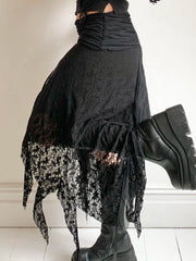 Patchwork Asymmetrical Lace Skirt