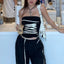 Bandage Strapless Satin Belted Backless Crop Top