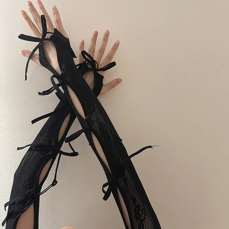 Gothic Punk Bow Hollow Out Glove Main image