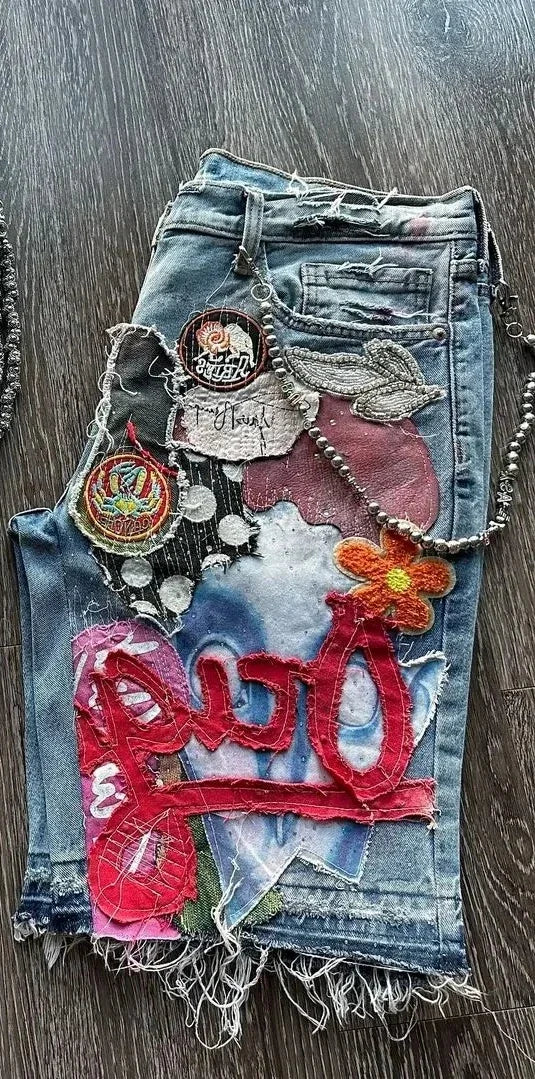Hip Hop Embroidered Baggy Short