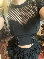 Gothic Cyber Punk Mesh Bandage Crop Top