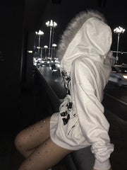 Gothic Style Faux Fur Long Coat