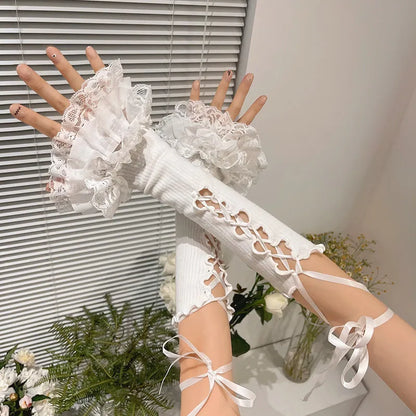 Gothic Ballet Strap Lace Glove