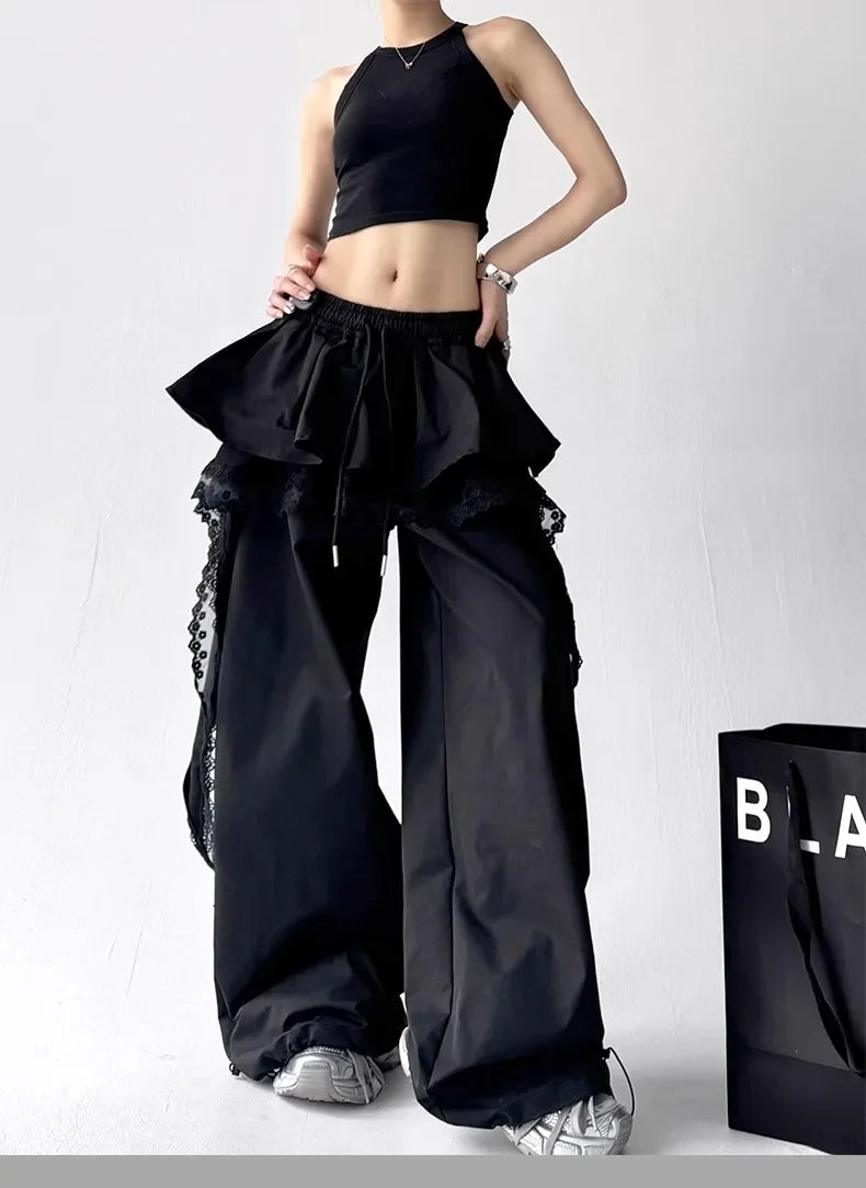 Lace Patchwork Cargo Pants