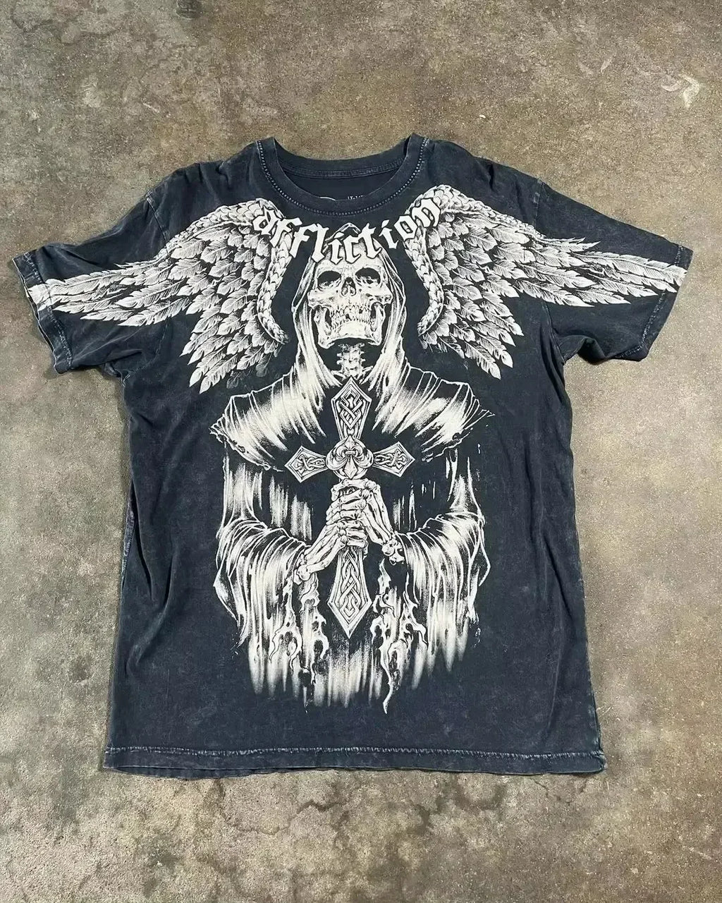 Gothic Print Loose Cotton T-shirt