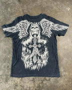 Gothic Print Loose Cotton T-shirt