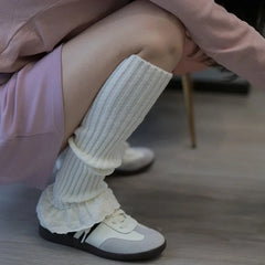 Gothic Lace Bow Knit Winter Sock