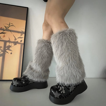 Gothic Rabbit Fur Plush Leg Sock