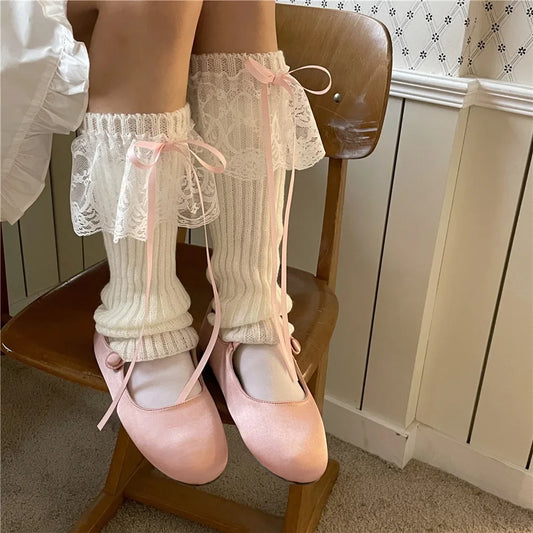 Gothic Lolita Bow Knit Sock