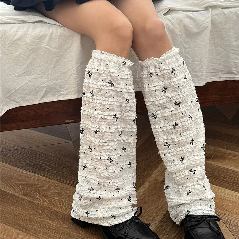 Gothic Pleated Bow Ballet Sock