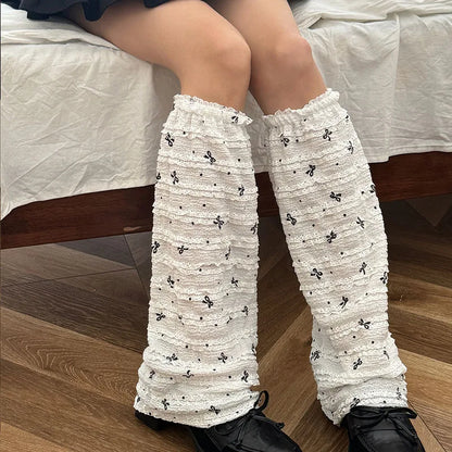 Gothic Pleated Bow Ballet Sock