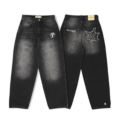 Retro Gothic Cross Wings Embroidered Pant