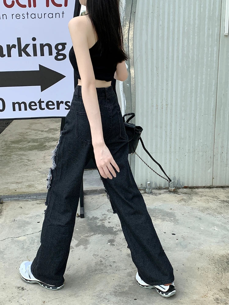 Frayed Gothic Straight Denim Pant