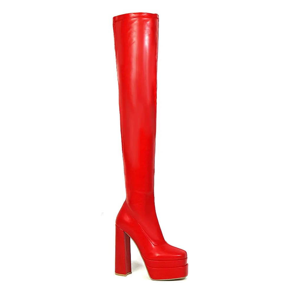 High Heeled Over The Knee Platform Winter Boot