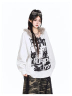 Vintage Print Hooded Coat
