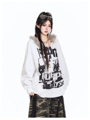 Vintage Print Hooded Coat