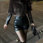 Black PU Leather High Waist Short