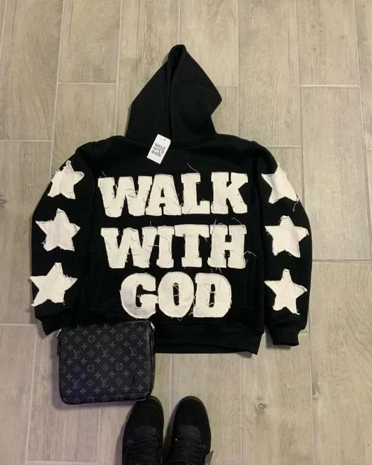 Gothic Star Patch Oversized Hoodie