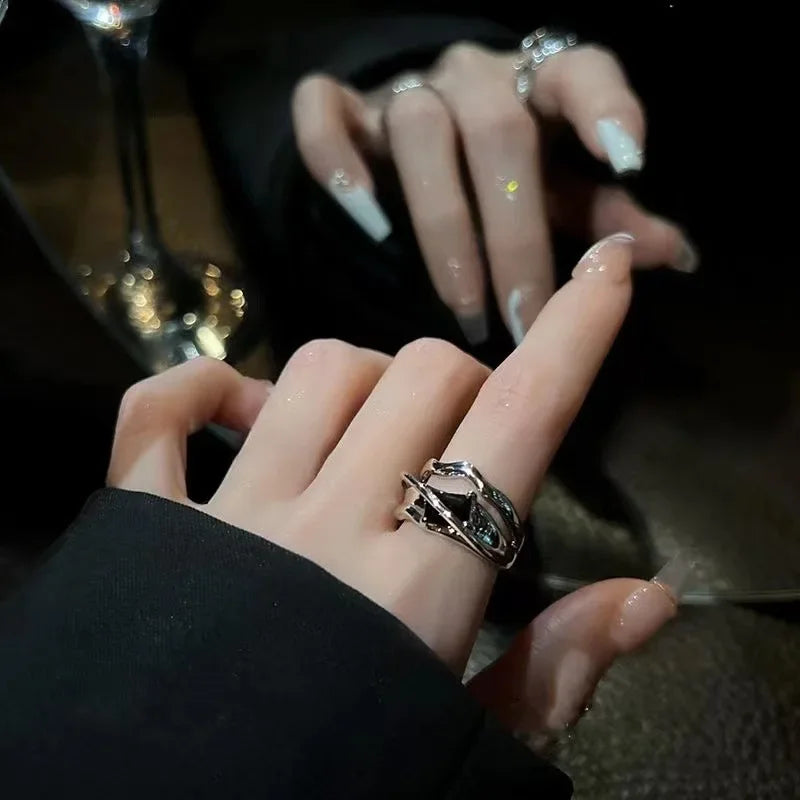 Vintage Gothic Red Crystal Cross Ring