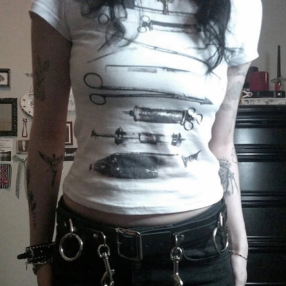 Fairy Grunge Letter Print Cotton T-shirt