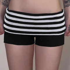Fold Over Striped Knit Short