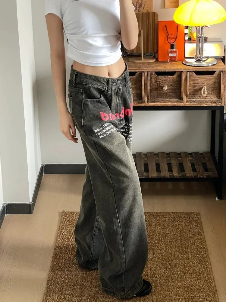 Vintage Gothic Baggy Letter Pant