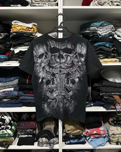 Gothic Print Loose Cotton T-shirt