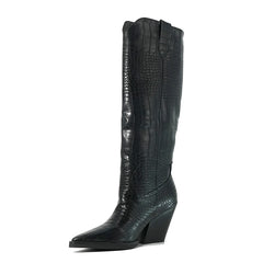 Gothic Pointed Thick Heeled Oversized Western Boot