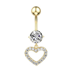Heart Crystal Dangle Gothic Belly Ring