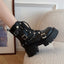 Gothic Style Platform Mid-Calf Motorcycle Boot