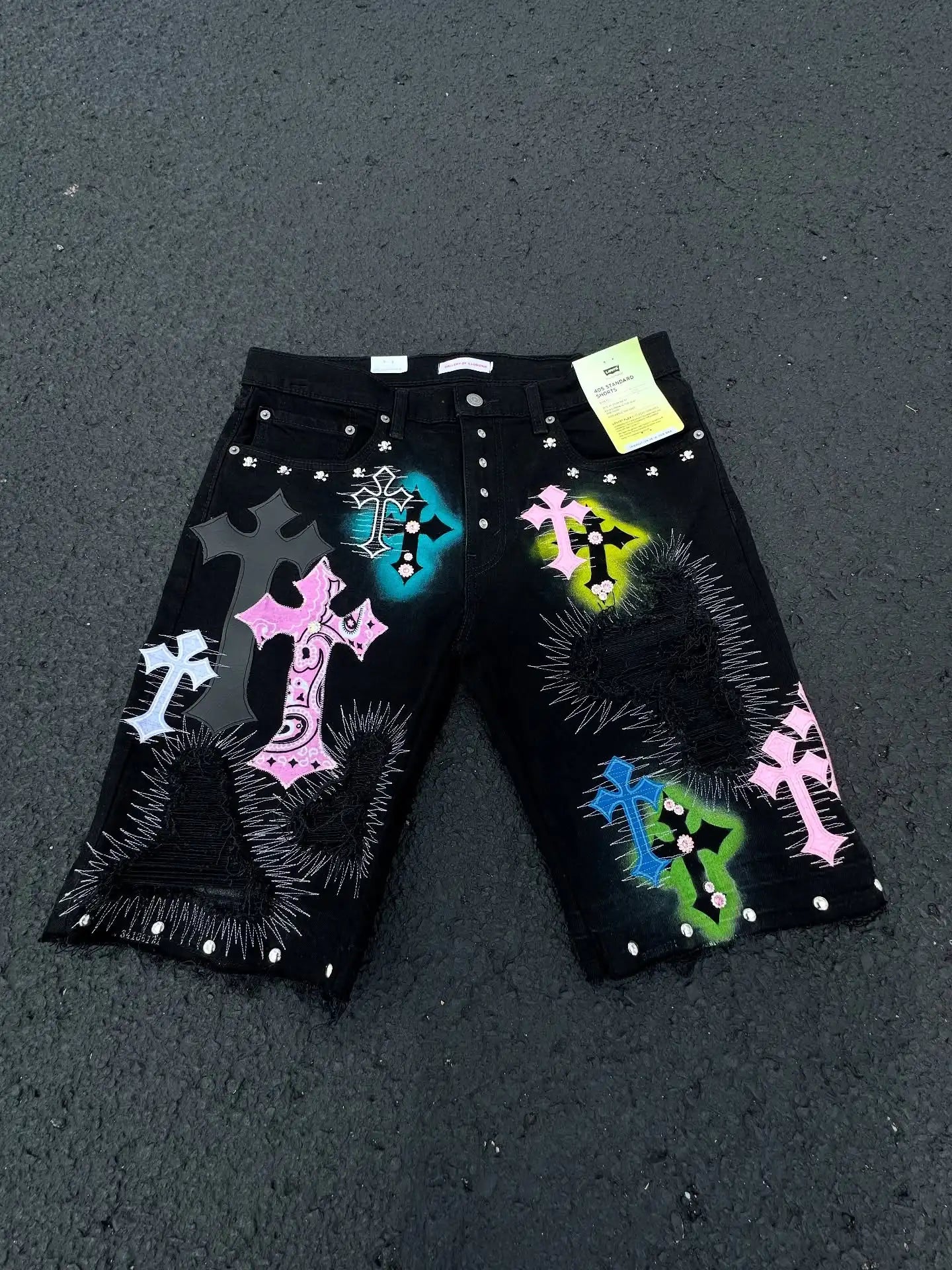 Punk Applique Loose Shorts Main image