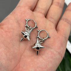 Gothic Spiked Ball Rivet Hoop Drop Earring