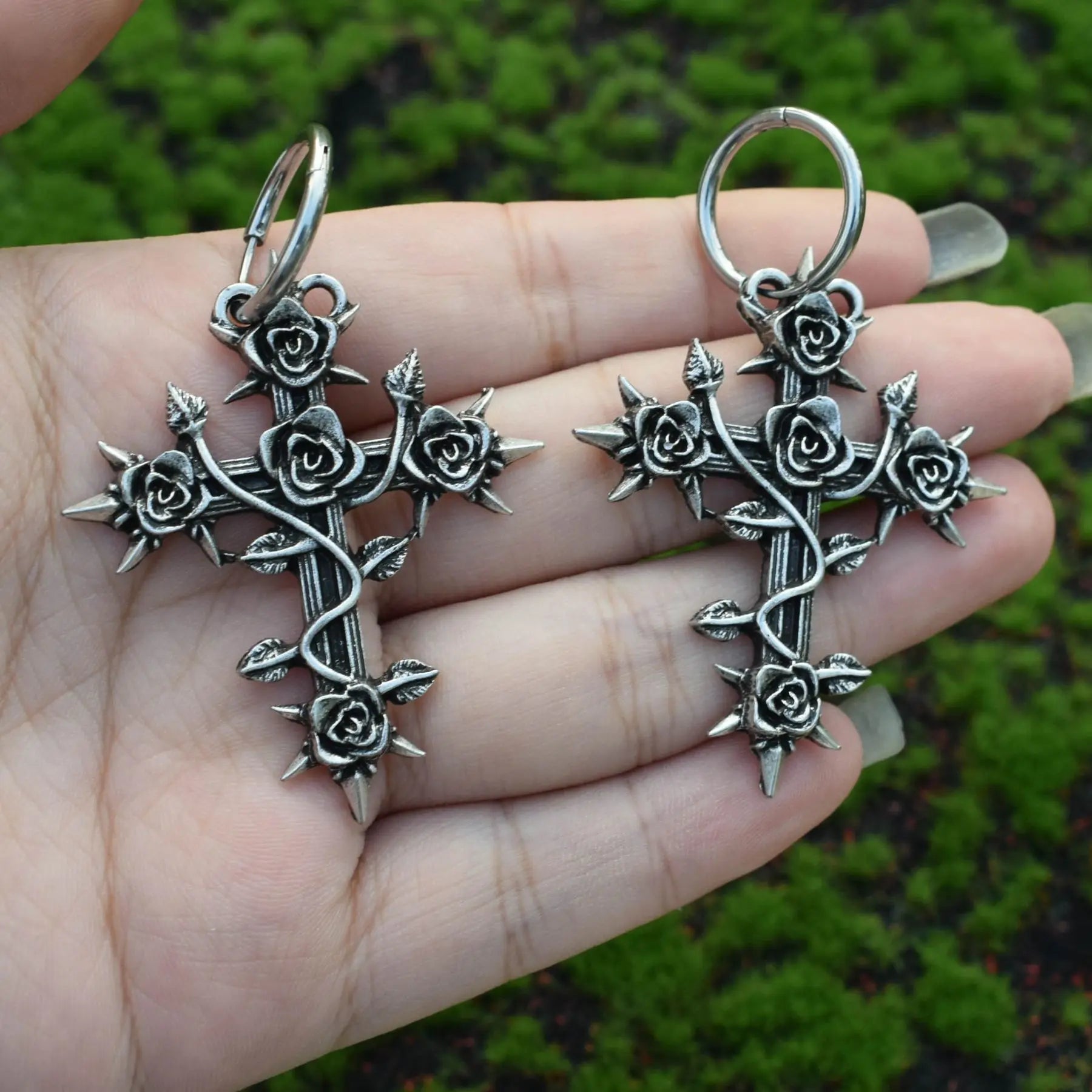 Sun Moon Celestial Gothic Hoop Earring Main image