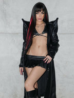Solid PU Leather A-line Skirt