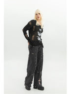 Black Gothic 90s Aesthetic Denim Pant