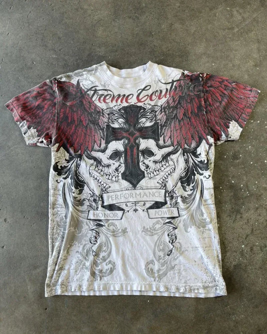 Skull Print Oversized Cotton T-shirt