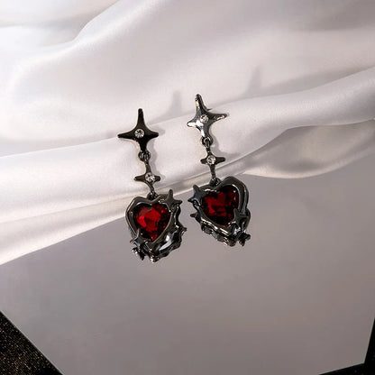 Dark Punk Metal Chain Cross Love Earring