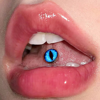 Stainless Steel Devil Eyes Tongue Ring Set
