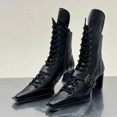 Retro Motorcycle Chunky Heel Punk Gothic Boot