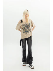 Black Gothic Bow Flare Denim Pant
