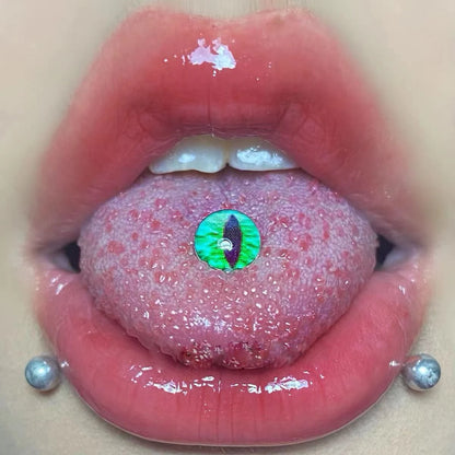 Punk Stainless Steel Snake Eye Tongue Ring