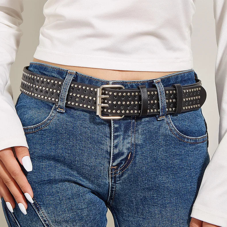 Unisex Gothic Hollow Star Studded Belt Main image