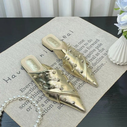 Leather Rivet Flat Gothic Sandal