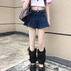 Gothic Faux Fur Plush Long Leg Sock
