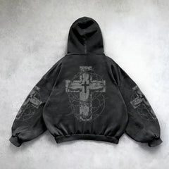 Y2K Gothic Patchwork Zipper Hoodie