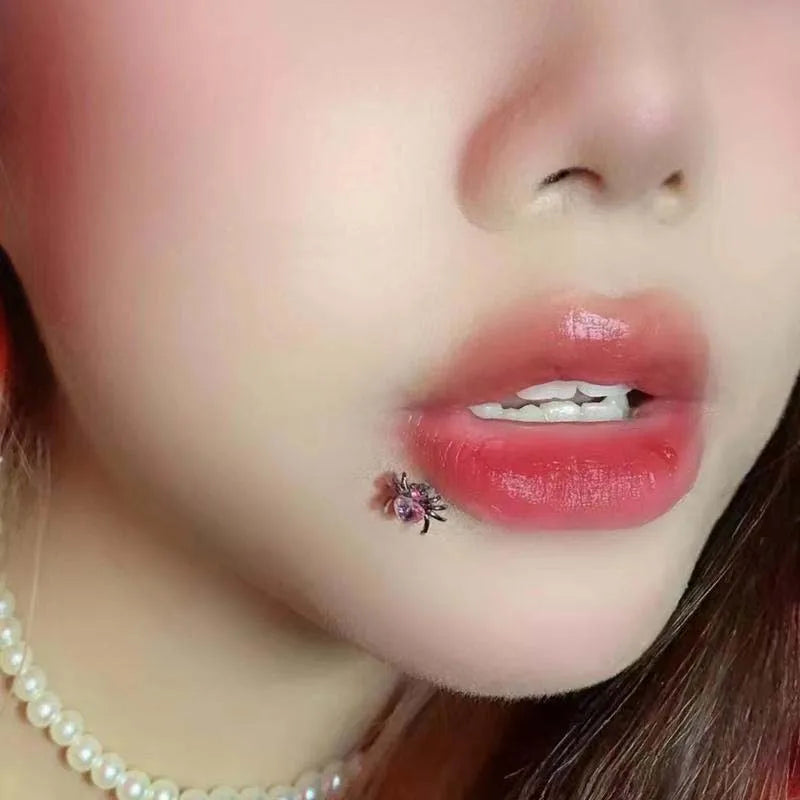 Black CZ Spider Gothic Lip Stud