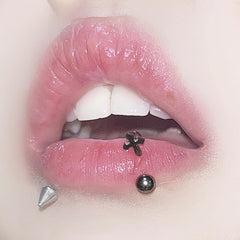 Star Cross C-Shaped Steel Lip Stud