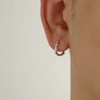 Silver Thorns Hoop Five-Pointed Star Earring