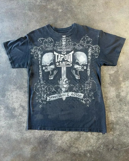 Skull Print Oversized Cotton T-shirt